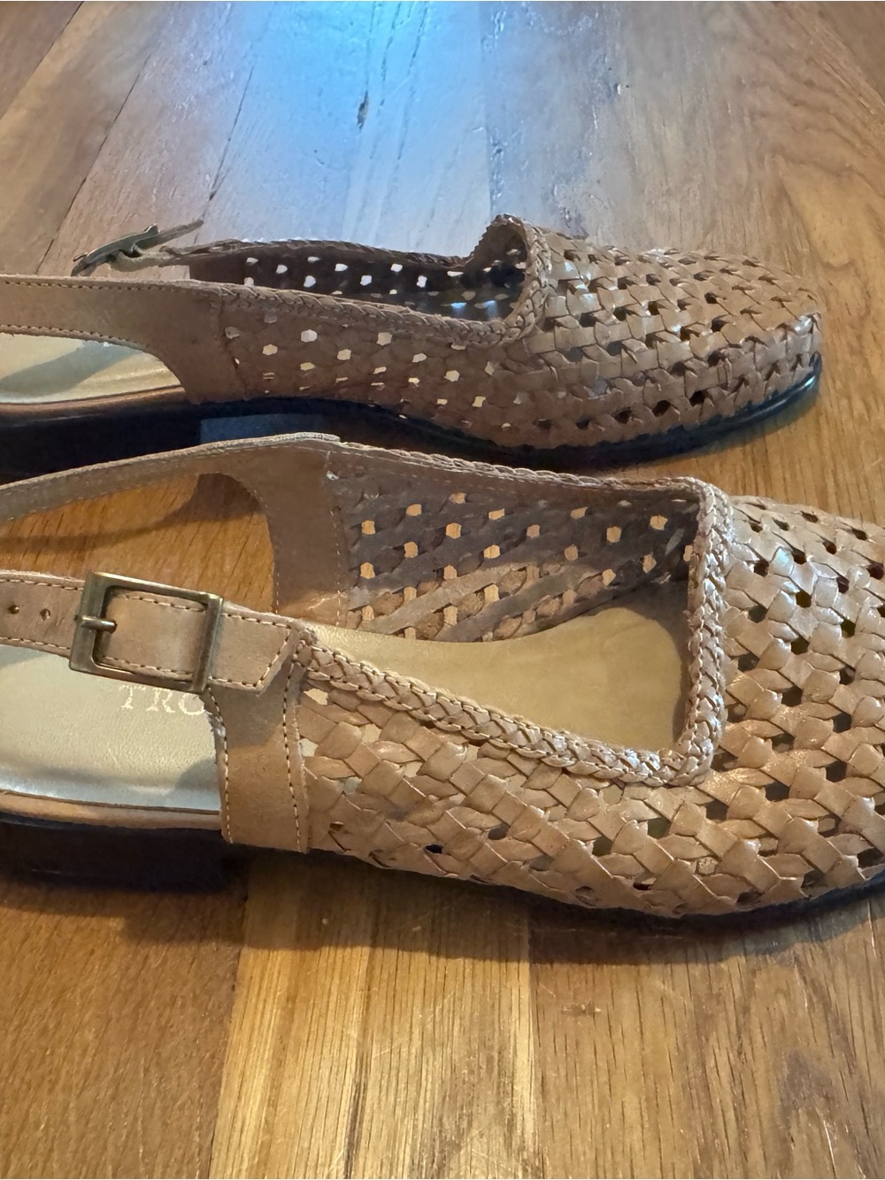 Trotters Tan Woven Slingback Flats - Picture 3 of 6